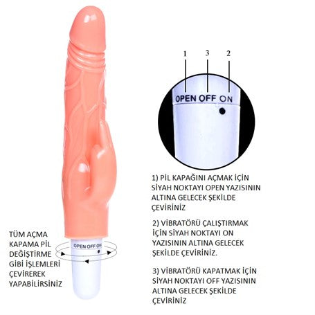 20 cm Klitoris Uyarıcılı Titreşimli Vibratör Dildo Penis - CA-BDM1048