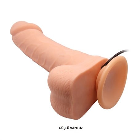 20 cm Kumandalı 360° Oynar Başlı Titreşimli Vibratör Realistik Penis Vibratör - BDM8015
