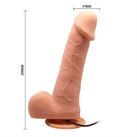 20 cm Kumandalı 360° Oynar Başlı Titreşimli Vibratör Realistik Penis Vibratör - BDM8015