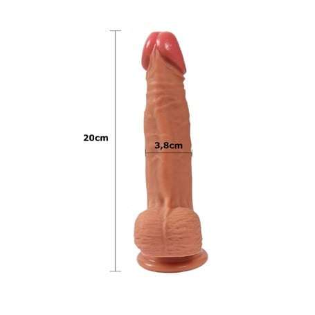 20 cm Yeni Nesil Çift Katmanlı Realistik Vantuzlu Dildo Penis - Kevin - BDM1027