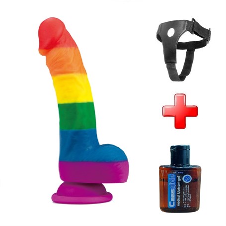 20,5 cm Belden Bağlamalı Renkli Realistik Vantuzlu Dildo Penis - LV410027B