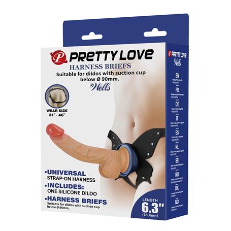 20,6 cm Belden Bağlamalı İçi Dolu Strapon Melez Penis - Wells - BDM1473