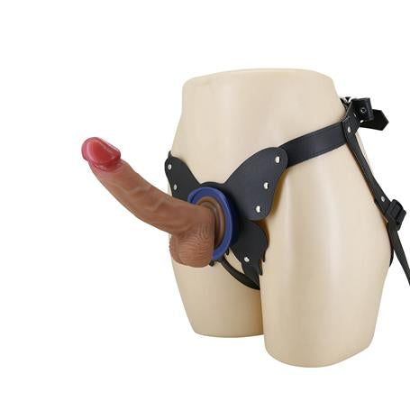 20,6 cm Belden Bağlamalı İçi Dolu Strapon Melez Penis - Wells - BDM1473
