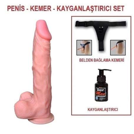 21 cm Belden Bağlamalı Gerçekçi Dildo Penis Set - BDM10035B