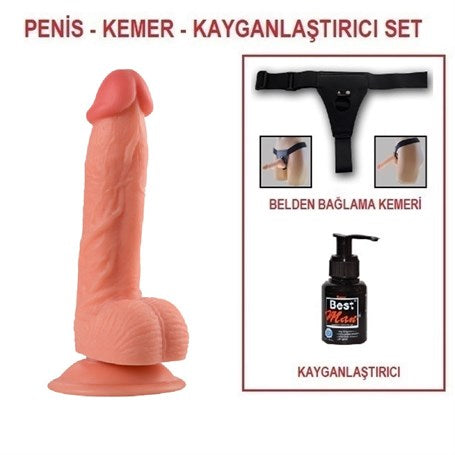 [DEV İNDİRİM] %25 İndirim – 21 cm Belden Bağlamalı Realistik Vantuzlu Dildo Penis - CA-BDM0156B