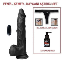%10 İndirim – 21 cm Belden Bağlamalı Titreşimli Gerçekçi Silikon Zenci Penis Set - CA-U6125B