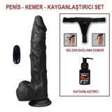 🏷️ [FIRSAT] %10 İndirim – 21 cm Belden Bağlamalı Titreşimli Gerçekçi Silikon Zenci Penis Set - CA-U6125B