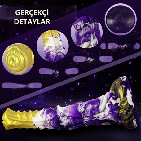 Belden Bağlamalı 21 cm Et Dokulu Fantezi Renklerde Gerçekçi Çift Katmanlı Sünnetsiz Silikon Penis - Horse Power 4 - BDM1622B