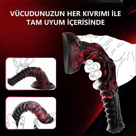 Belden Bağlamalı 21 cm Et Dokulu Fantezi Renklerde Gerçekçi Çift Katmanlı Sünnetsiz Silikon Penis - Horse Power 5 - CA-BDM1623B