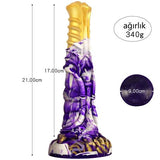 21 cm Et Dokulu Fantezi Renklerde Gerçekçi Çift Katmanlı Sünnetsiz Silikon Penis - Horse Power 4 - BDM1622