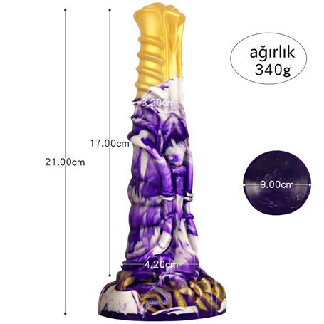 Belden Bağlamalı 21 cm Et Dokulu Fantezi Renklerde Gerçekçi Çift Katmanlı Sünnetsiz Silikon Penis - Horse Power 4 - BDM1622B