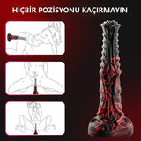 Belden Bağlamalı 21 cm Et Dokulu Fantezi Renklerde Gerçekçi Çift Katmanlı Sünnetsiz Silikon Penis - Horse Power 5 - BDM1623B