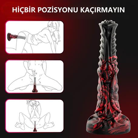 21 cm Et Dokulu Fantezi Renklerde Gerçekçi Çift Katmanlı Sünnetsiz Silikon Penis - Horse Power 5 - CA-BDM1623