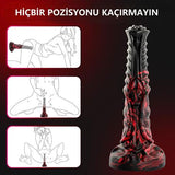 21 cm Et Dokulu Fantezi Renklerde Gerçekçi Çift Katmanlı Sünnetsiz Silikon Penis - Horse Power 5 - BDM1623