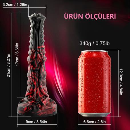 21 cm Et Dokulu Fantezi Renklerde Gerçekçi Çift Katmanlı Sünnetsiz Silikon Penis - Horse Power 5 - CA-BDM1623