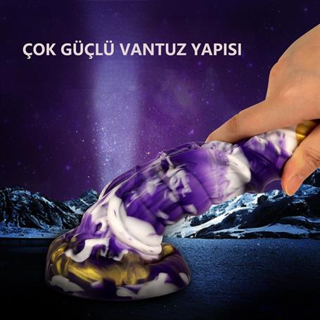 Belden Bağlamalı 21 cm Et Dokulu Fantezi Renklerde Gerçekçi Çift Katmanlı Sünnetsiz Silikon Penis - Horse Power 4 - BDM1622B