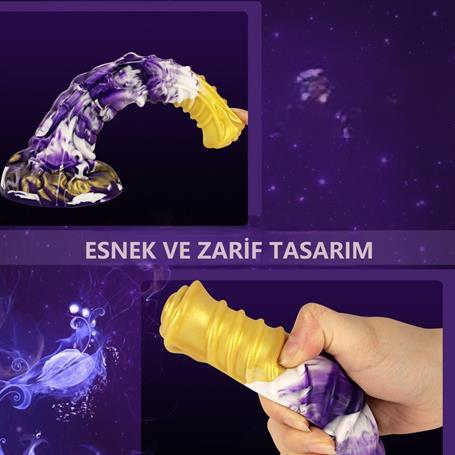 Belden Bağlamalı 21 cm Et Dokulu Fantezi Renklerde Gerçekçi Çift Katmanlı Sünnetsiz Silikon Penis - Horse Power 4 - BDM1622B