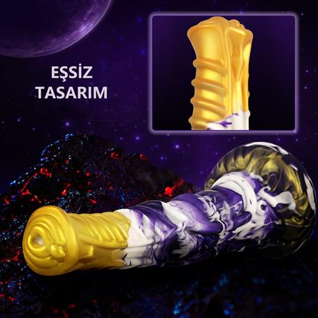 21 cm Et Dokulu Fantezi Renklerde Gerçekçi Çift Katmanlı Sünnetsiz Silikon Penis - Horse Power 4 - BDM1622