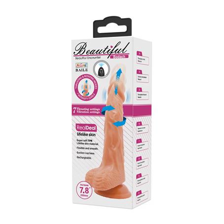 21 cm İleri Geri Hareketli Uzaktan Kumandalı Gerçekçi Vantuzlu Melez Penis - Bodach - BDM1342
