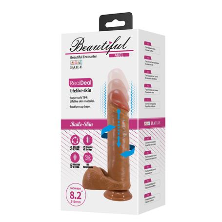 21 cm İleri Geri & Rotasyon Hareketli Titreşimli  Gerçekçi Vantuzlu Melez Penis - Abel - BDM1457