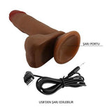 Belden Bağlamalı USB'den Şarjlı 21 cm İleri Geri & Rotasyon Hareketli Titreşimli  Gerçekçi Vantuzlu Melez Penis - Abel - BDM1457B
