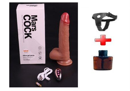 21 cm Manyetik Şarjlı Çift Katmanlı Uzaktan Kumandalı Titreşimli Silikon Penis - BDM1809B
