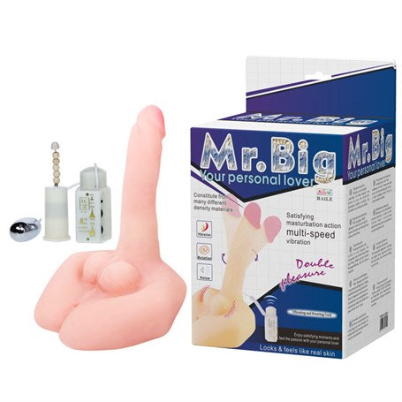 21 cm Oynar Başlı Titreşimli Sesli Çift Girişli Realistik Vibratör Masturbatör Penis - 8016