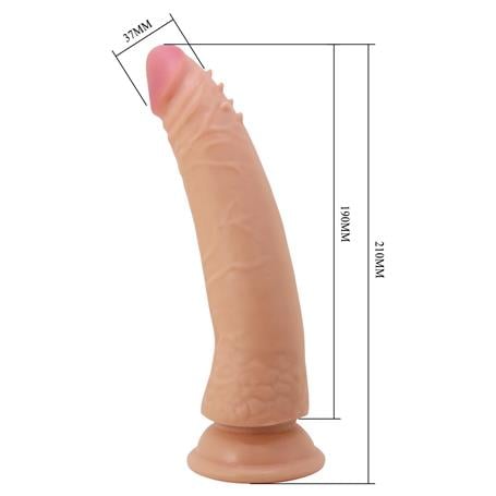 Belden Bağlamalı 21 cm Yeni Nesil Çift Katmanlı Realistik Vantuzlu Testissiz Dildo Penis - Kable - BDM1502B