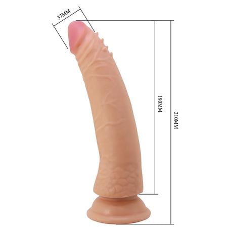 21 cm Yeni Nesil Çift Katmanlı Realistik Vantuzlu Testissiz Dildo Penis - Kable - BDM1502