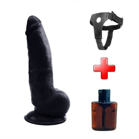 21,5 cm Belden Bağlamalı Realistik Vantuzlu Zenci Dildo Penis - BDM1128B