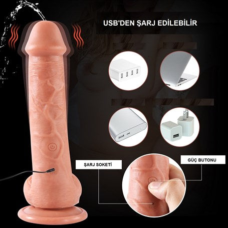 21,5 cm Uzaktan Kumandalı Su Fışkırtmalı Vantuzlu Realistik Dildo Penis - BDM1068