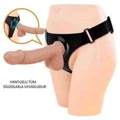 21,8 cm Belden Bağlamalı İçi Dolu Strapon Penis - BDM1272