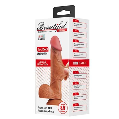 21,8 cm Et Dokulu Gerçekçi Çift Katmanlı Silikon Melez Penis - BDM1377