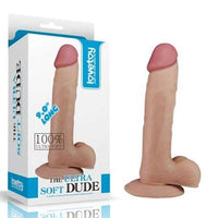 22 cm Belden Bau011flamalu0131 Ger&ccedil;ek&ccedil;i &Ccedil;ift Katmanlu0131 Silikon Penis - LV1086B