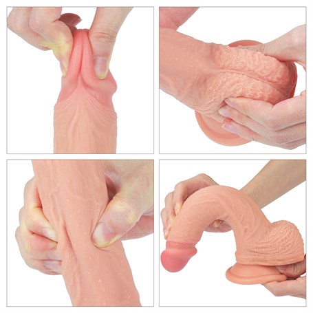22 cm Gerçekçi Çift Katmanlı Silikon Penis - LV4003F