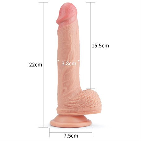 22 cm Gerçekçi Çift Katmanlı Silikon Penis - LV4003F