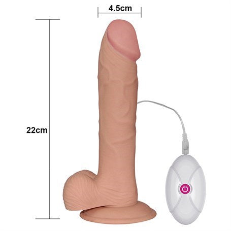 22 cm Belden Bağlamalı Gerçekçi Çift Katmanlı Titreşimli Silikon Penis - LV1096B