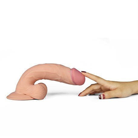 22 cm Belden Bağlamalı Gerçekçi Çift Katmanlı Titreşimli Silikon Penis - LV1096B