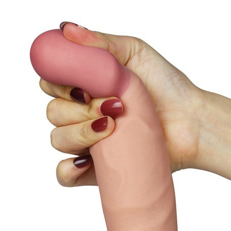 22 cm Belden Bağlamalı Gerçekçi Çift Katmanlı Titreşimli Silikon Penis - LV1096B
