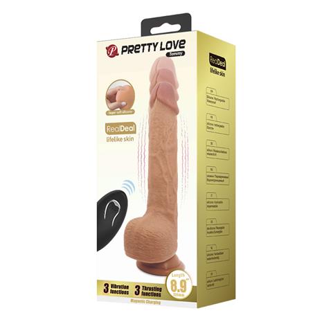 22,5 cm İleri Geri Hareketli Uzaktan Kumandalı Manyetik Şarjlı Gerçekçi Vantuzlu Melez Penis - Tommy - BDM1346