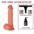 23 cm Belden Bağlamalı Realistik Dildo Penis Set - BDM1045B