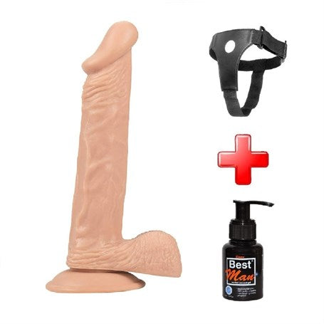 %10 İndirim – 24 cm Belden Bağlamalı Vantuzlu Realistik Penis Anal Vajinal Dildo - CA-PX057B