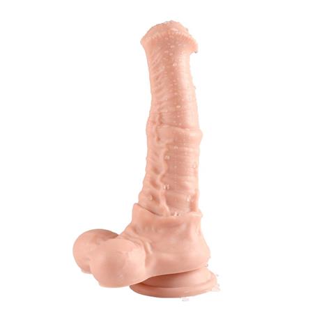 Belden Bağlamalı 24 cm Et Dokulu Gerçekçi Çift Katmanlı Sünnetsiz Silikon Penis - BDM1521B