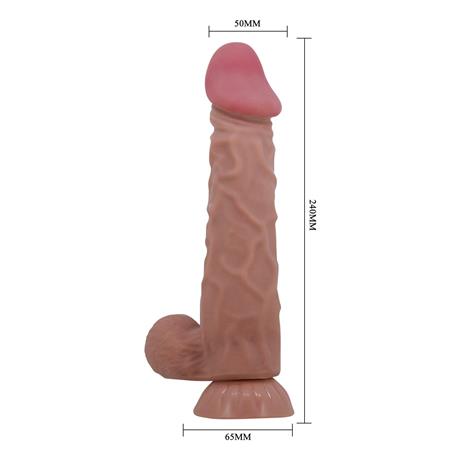 Belden Bağlamalı 24 cm Kıkırdak Yapılı Çift Katmanlı Gerçekçi Melez Dildo Penis - BDM1326B