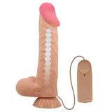 Belden Bağlamalı 24 cm Kıkırdaklı Çift Katmanlı Gerçekçi Titreşimli Dildo Vibratör Penis - CA-BDM1317B