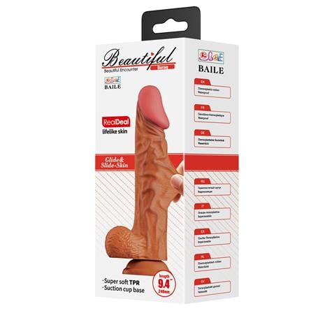 24 cm Yeni Nesil Çift Katmanlı Realistik Vantuzlu Dildo Penis - Buraq - BDM1411