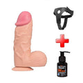 24,5 cm Belden Bağlamalı Vantuzlu Realistik Penis Anal Vajinal Dildo - PX164B