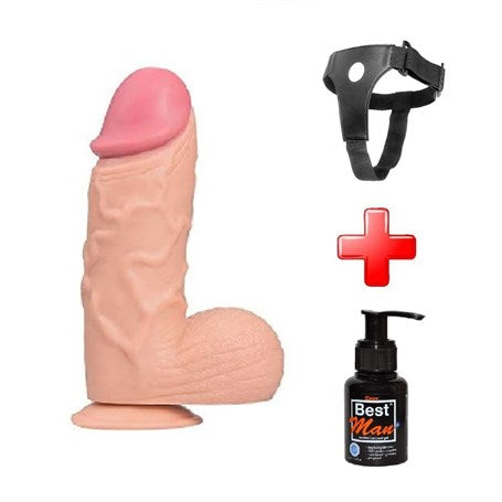24,5 cm Belden Bağlamalı Vantuzlu Realistik Penis Anal Vajinal Dildo - PX164B