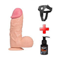 24,5 cm Belden Bağlamalı Vantuzlu Realistik Penis Anal Vajinal Dildo - PX164B