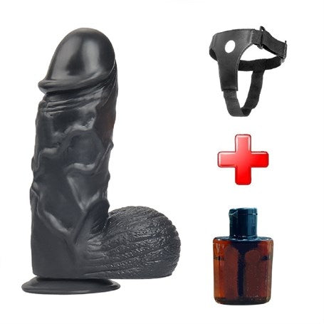 24,5 cm Belden Bağlamalı Vantuzlu Realistik Zenci Penis Anal Vajinal Dildo - PX164SB